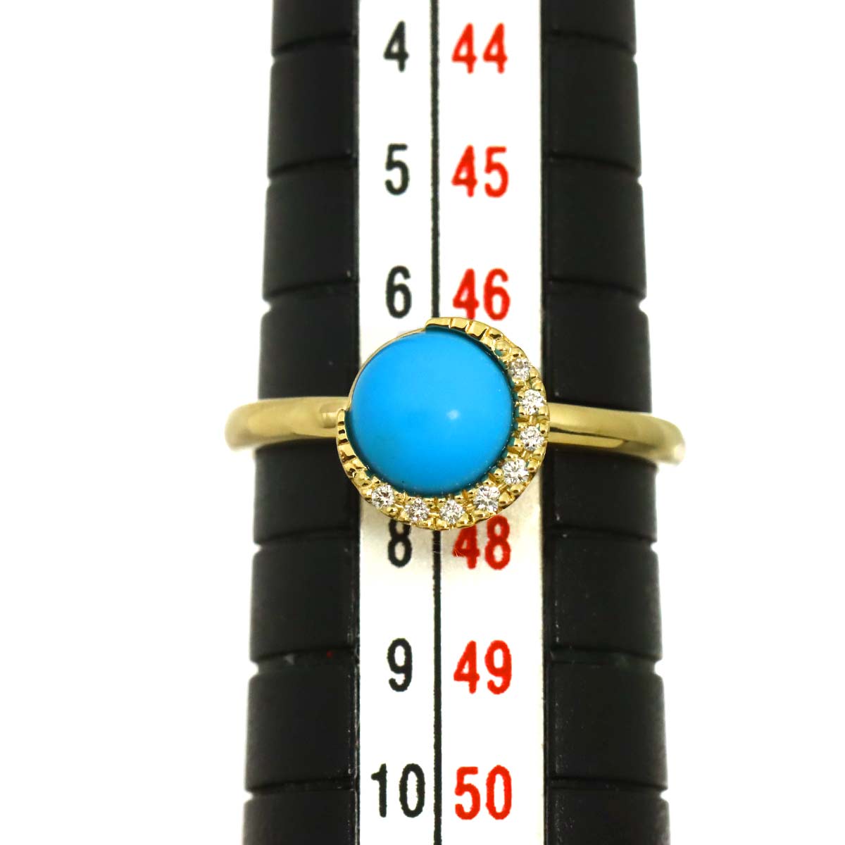 Turquoise Diamond 0.02ct Ring 18K YG 750 Size4(US)
