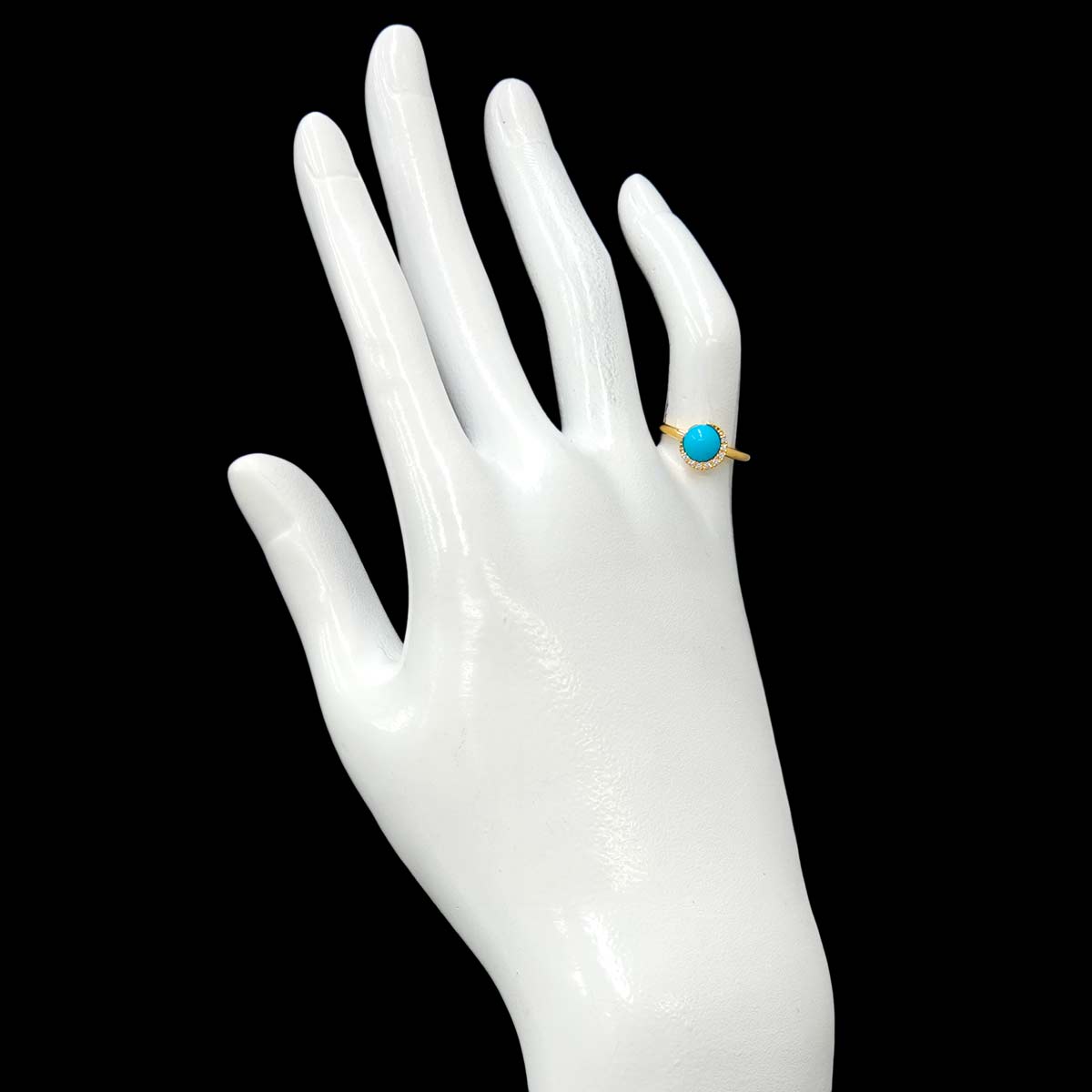 Turquoise Diamond 0.02ct Ring 18K YG 750 Size4(US)