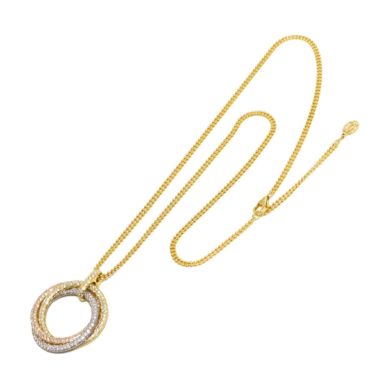 Trinity Pave Diamond Necklace 18K YG WG PG 750