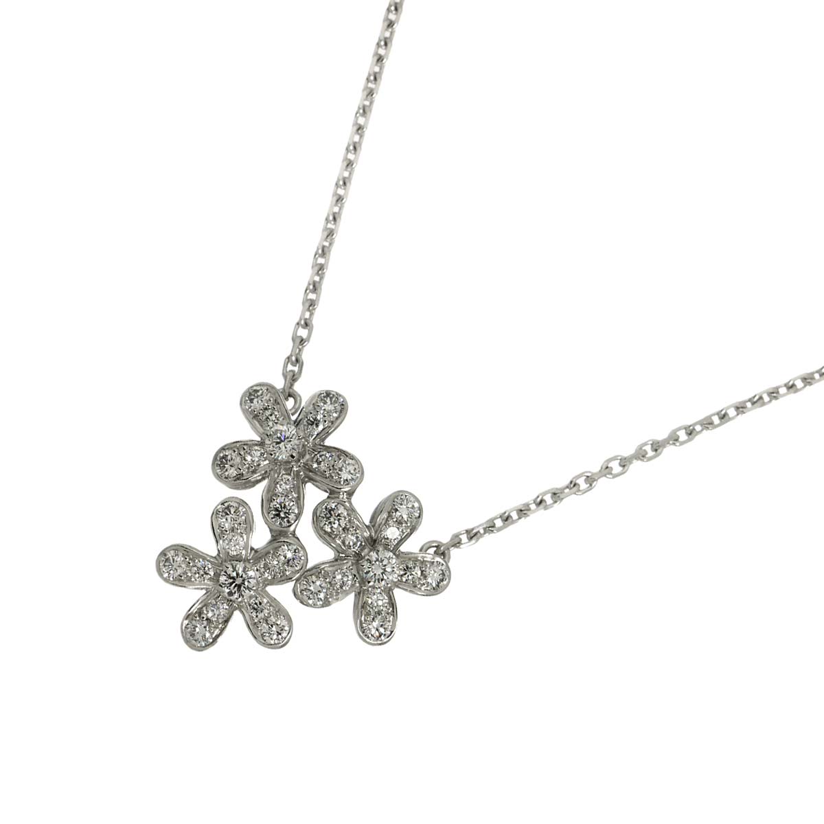 Socrate 3 Flower Diamond Necklace 18K WG 750