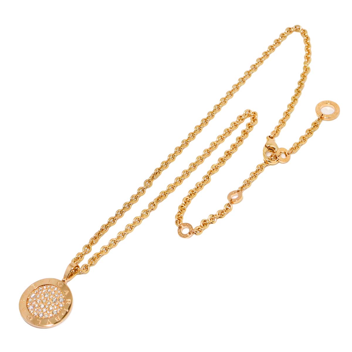 BVLGARI BVLGARI Pave Diamond Necklace 18K Pink Gold 750