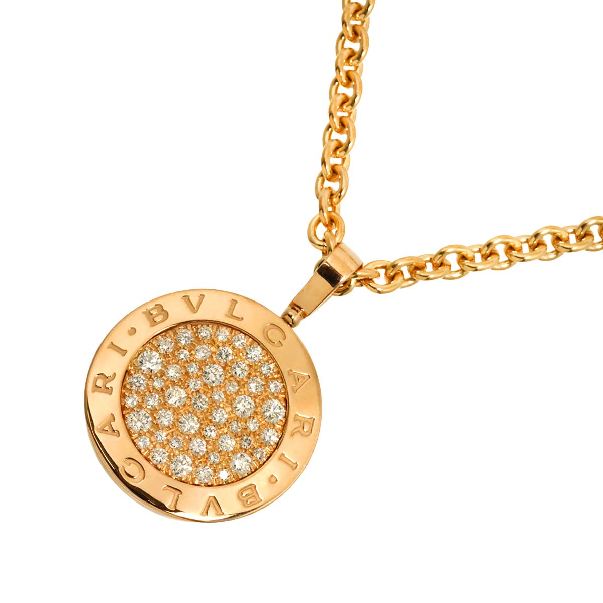 BVLGARI BVLGARI Pave Diamond Necklace 18K Pink Gold 750