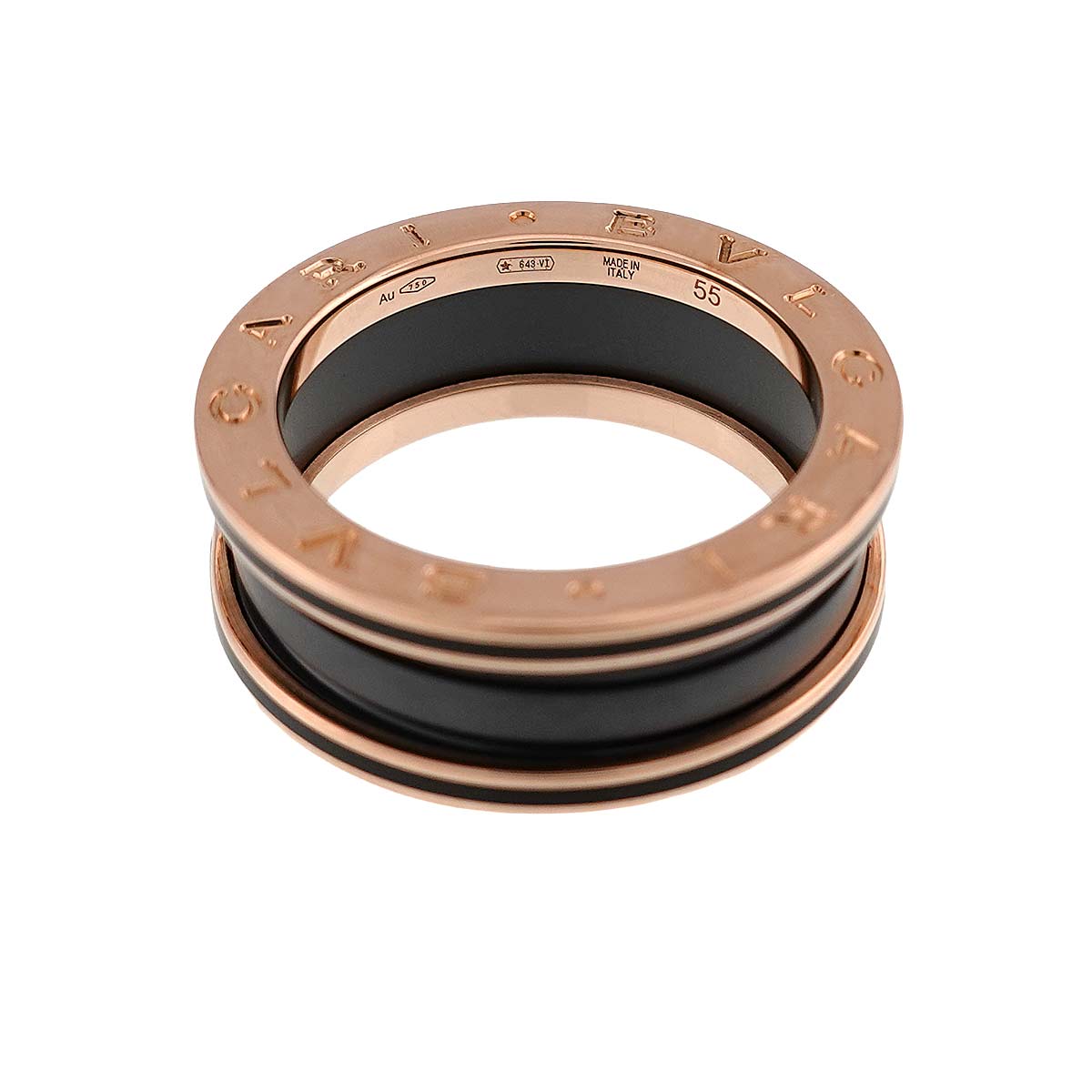 B-ZERO1 2band Ring Ceramic 18K PG 750 Size55 6.75(US)