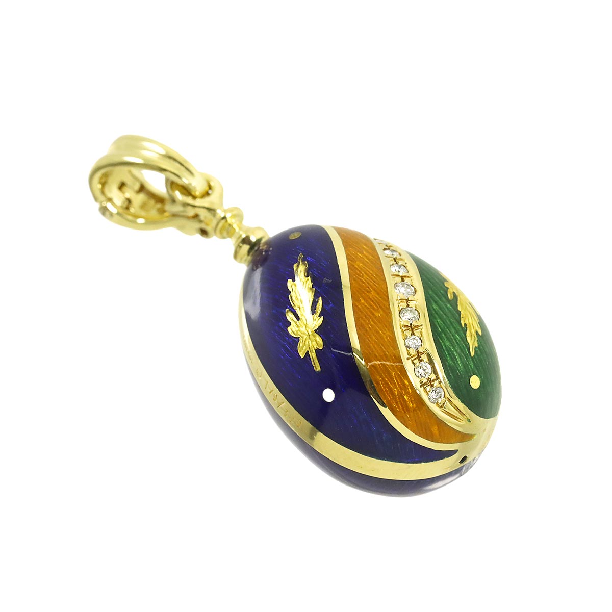 Easter egg Diamond Enamel Pendant Top 18K YG 750