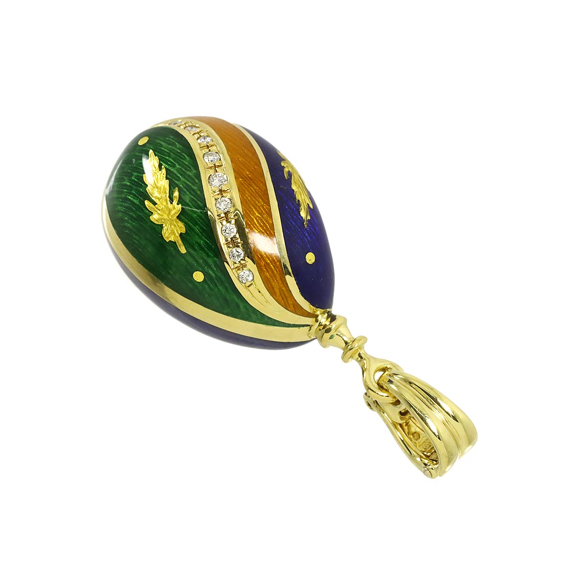 Easter egg Diamond Enamel Pendant Top 18K YG 750