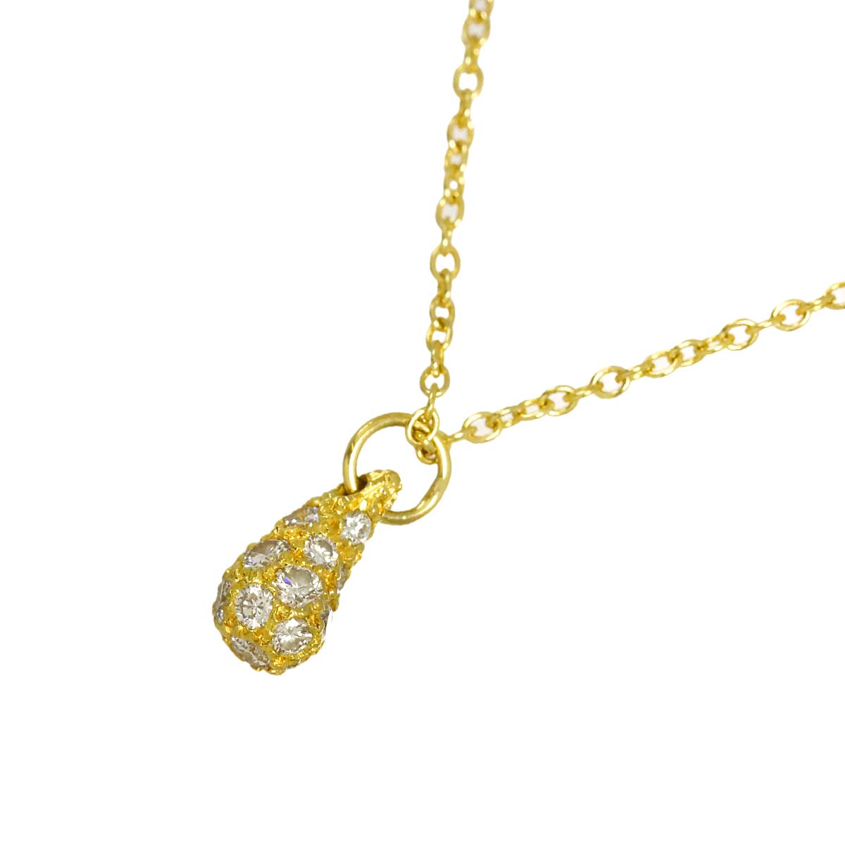Teardrop Pave diamond Necklace 18K Yellow Gold 750