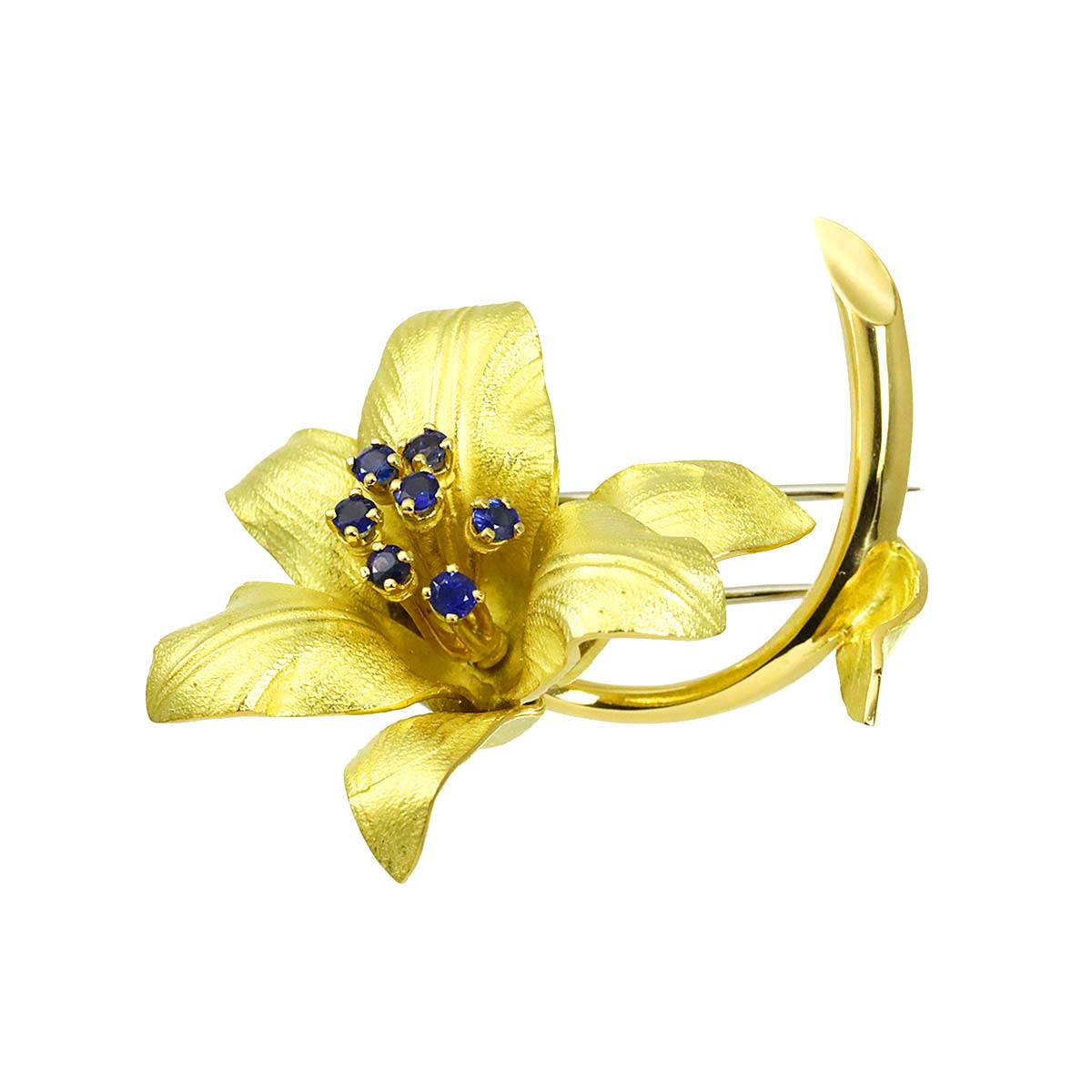 Sapphire Brooch 18K Yellow Gold 750