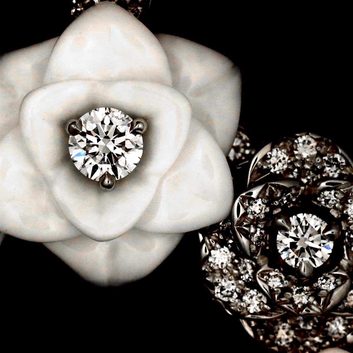 Lime Light Rose Diamond ceramic Necklace 18K WG 750