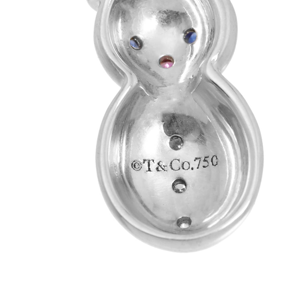 Snowman Sapphire Diamond Necklace 18K White Gold 750