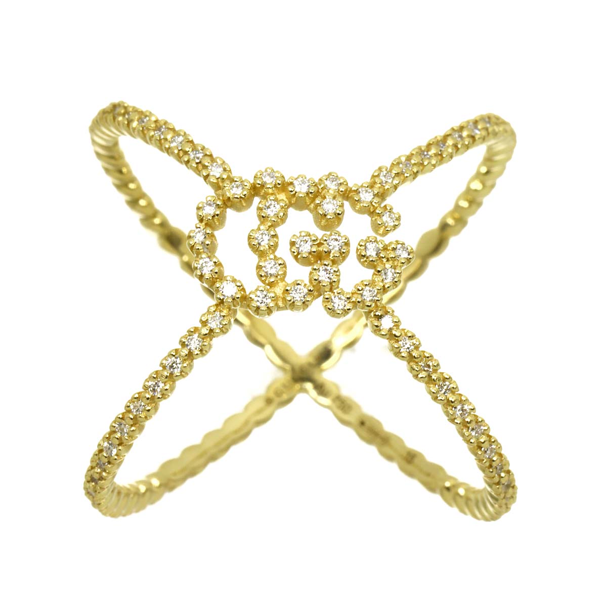 Diamond Ring 18K Yellow Gold 750 Size15 7.75-8(US)