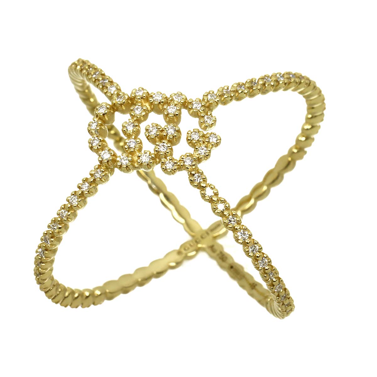 Diamond Ring 18K Yellow Gold 750 Size15 7.75-8(US)
