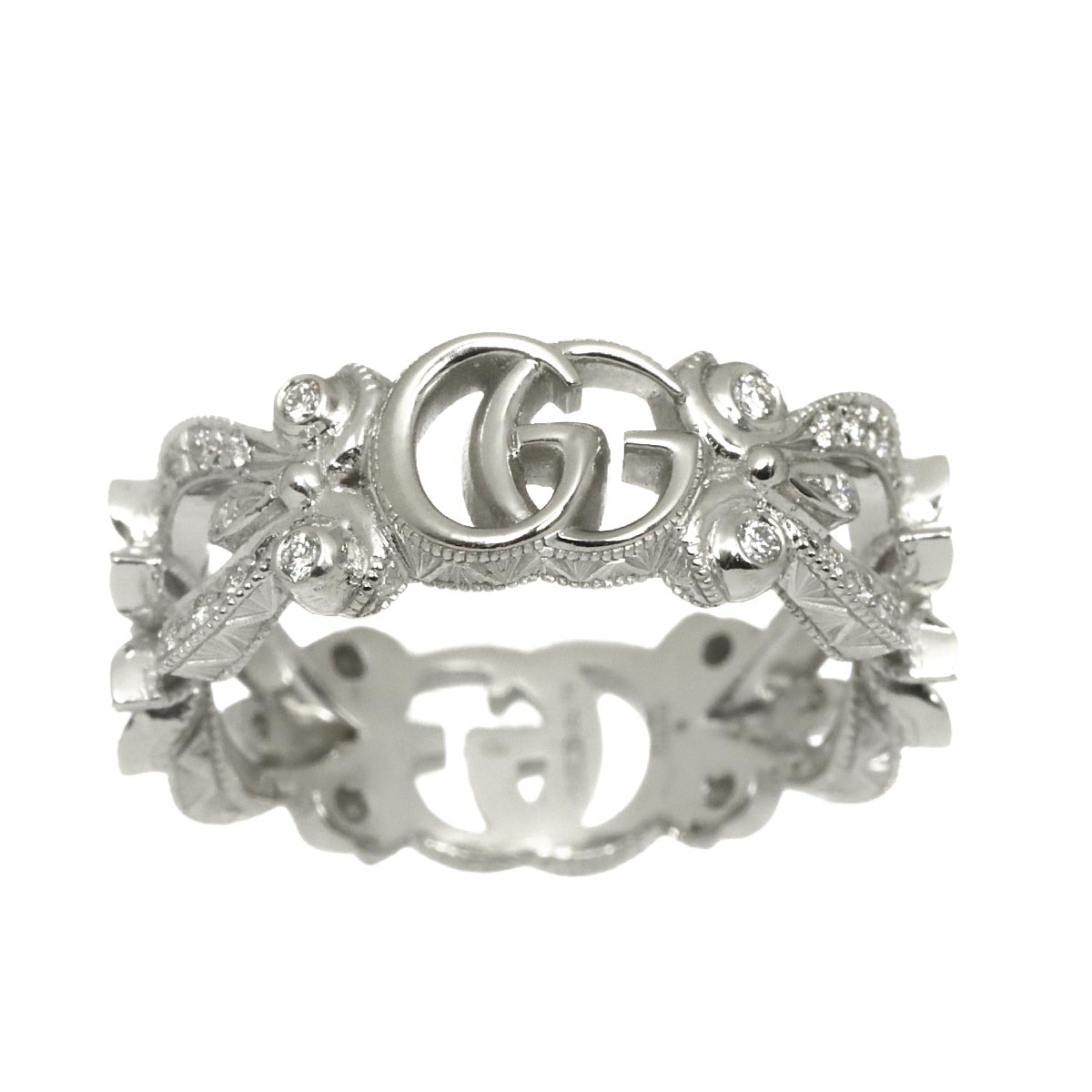 Flora Ring Diamond 18K White Gold 750 Size6 3.75(US)