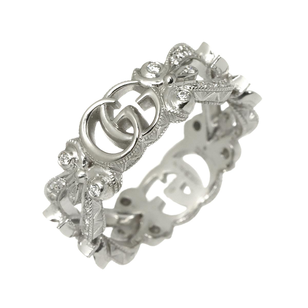 Flora Ring Diamond 18K White Gold 750 Size6 3.75(US)