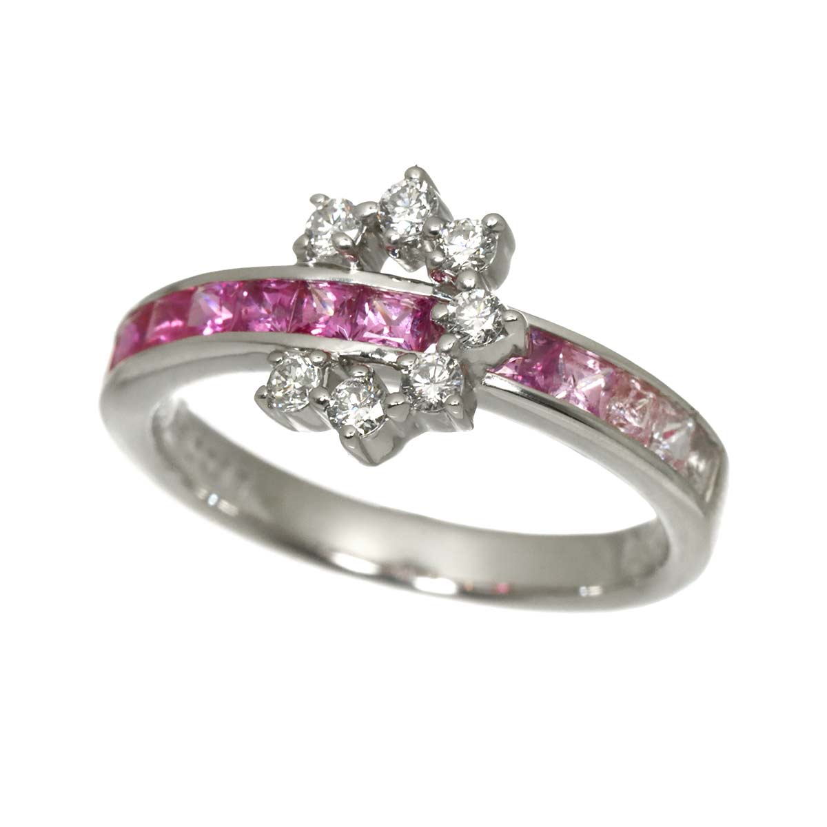 Sapphire 0.82ct Diamond 0.24ct Ring 18K WG 750 Size6(US)