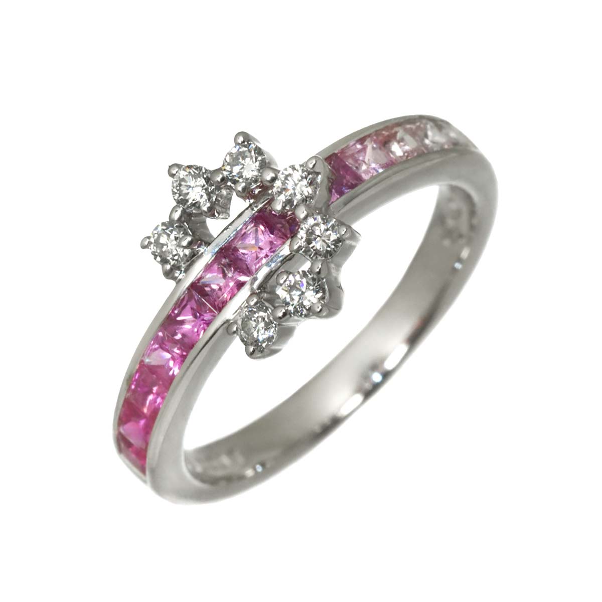 Sapphire 0.82ct Diamond 0.24ct Ring 18K WG 750 Size6(US)