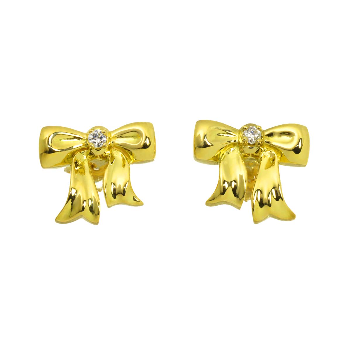 Diamond Earrings Pierced 18K Yellow Gold 750
