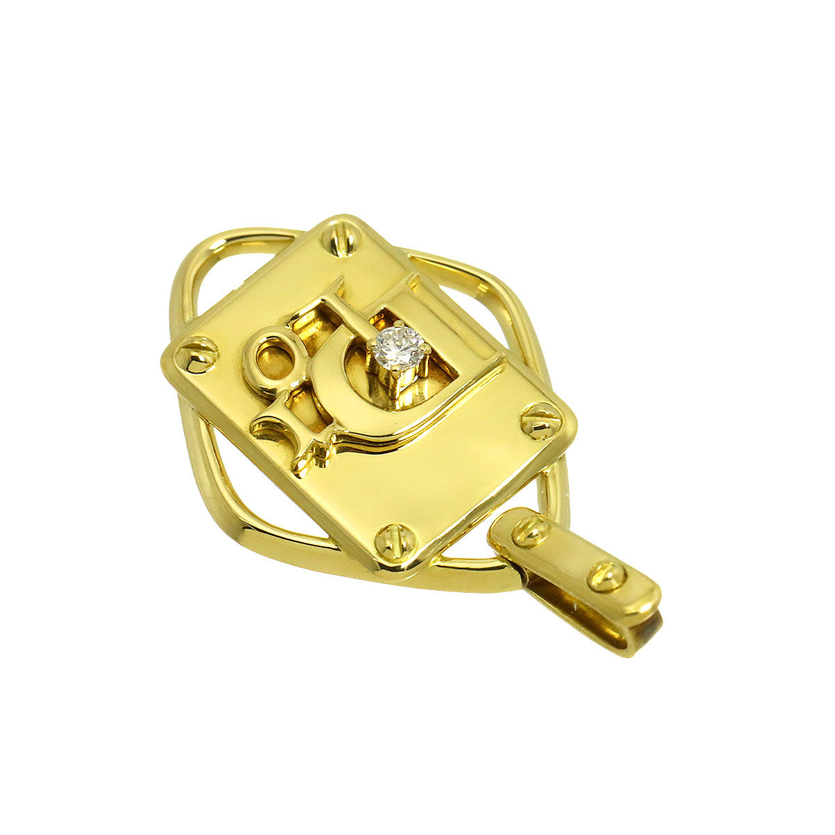 Logo Diamond 0.07ct Pendant Top 18K YG Yellow Gold 750