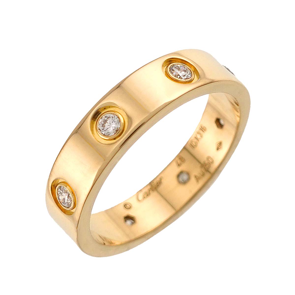 Mini Love Full Diamond Ring 18K Yellow Gold 750 size48 4.5(US)