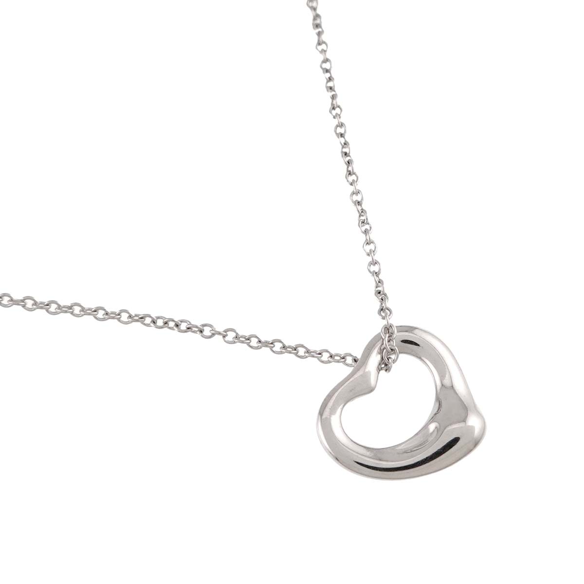 Open Heart Necklace 18K White Gold 750