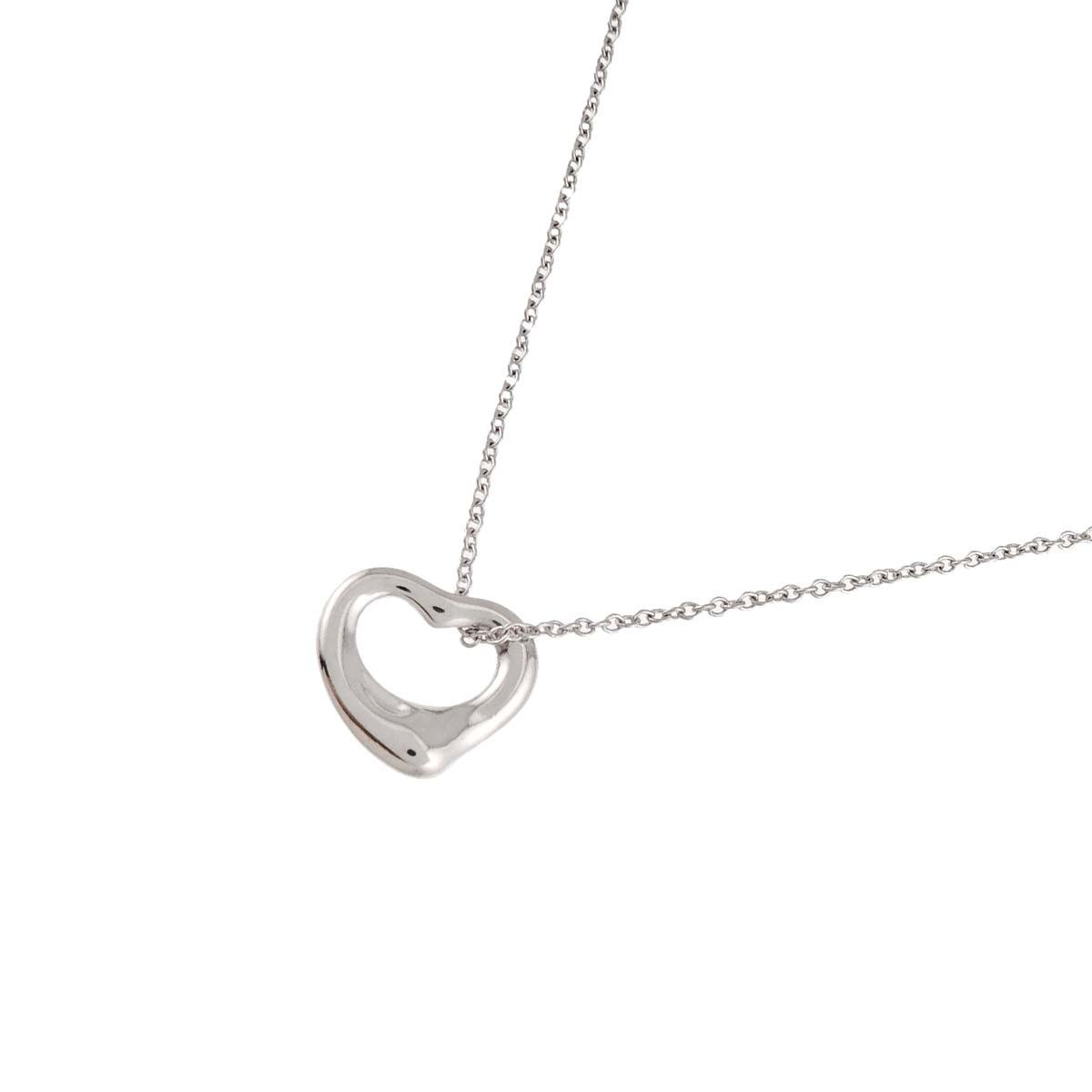 Open Heart Necklace 18K White Gold 750