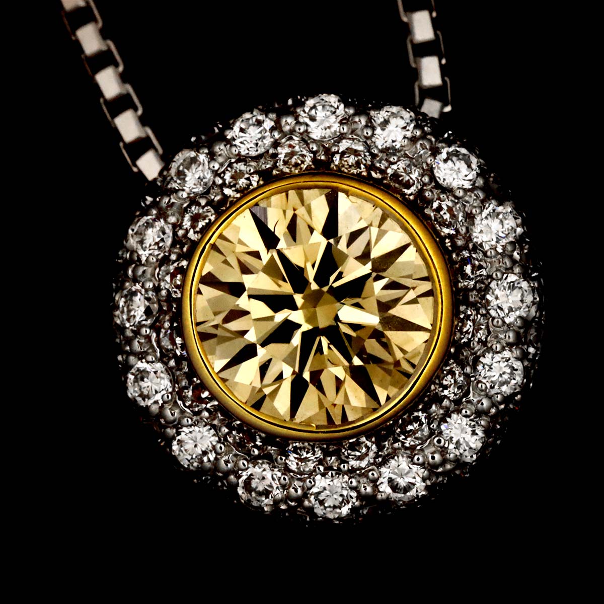 Diamond 0.751ct/0.30ct Necklace Pt 18K Yellow Gold 750