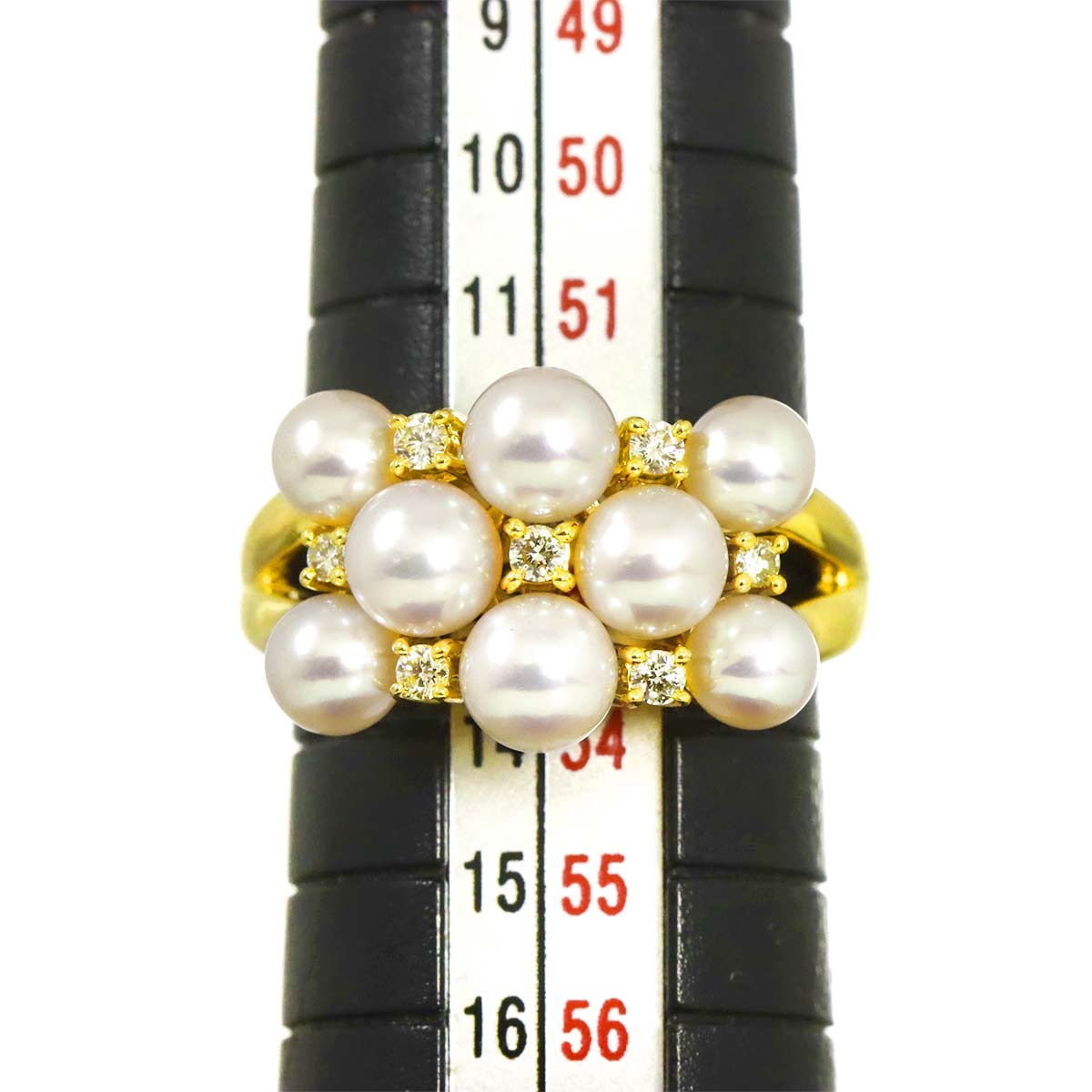 Akoya Pearl 4.9-4.2mm Diamond Ring 18K YG 750 6.25-6.5(US)