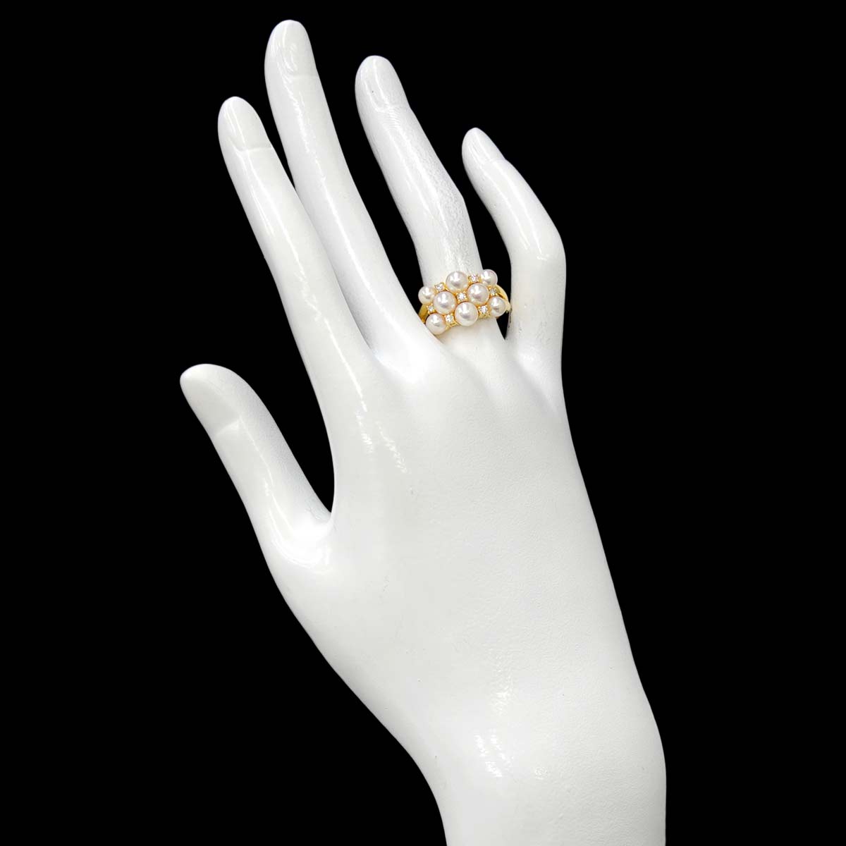Akoya Pearl 4.9-4.2mm Diamond Ring 18K YG 750 6.25-6.5(US)