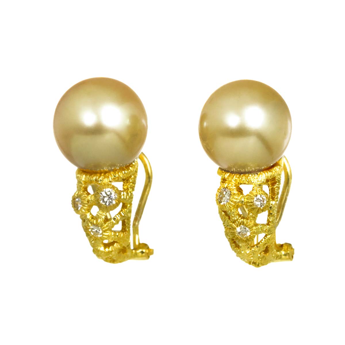 South Sea pearl Diamond 0.06/0.06ct Earrings Clip on 18K YG 750