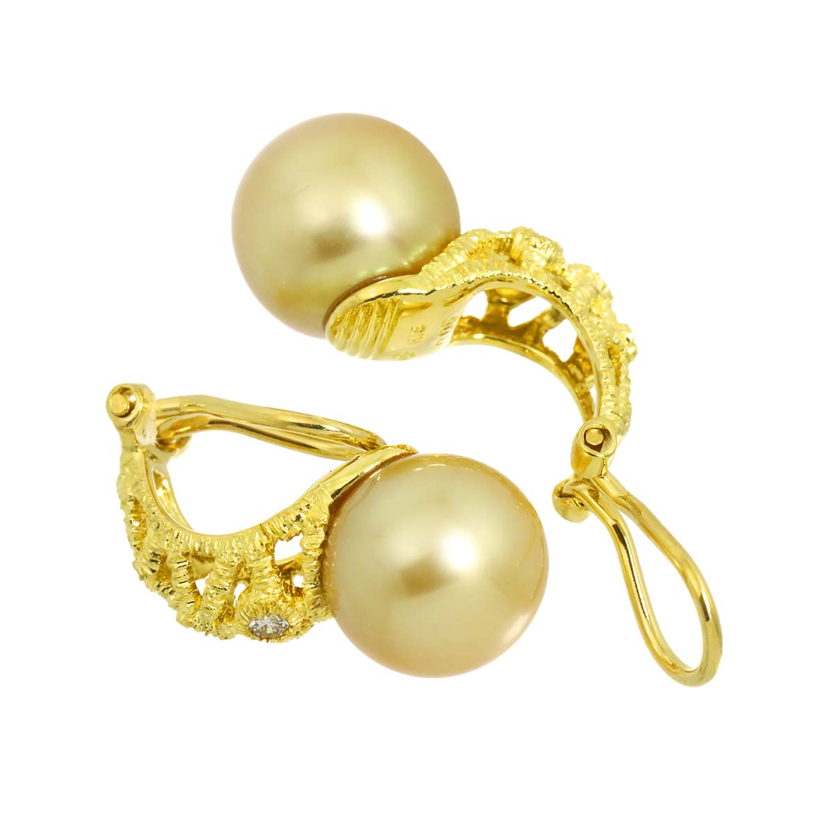 South Sea pearl Diamond 0.06/0.06ct Earrings Clip on 18K YG 750