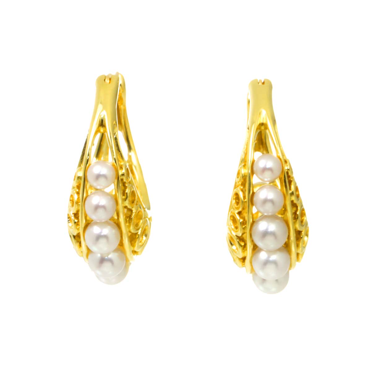 Baby Pearl 4.0-3.0mm Earrings Pierced 18K YG 750