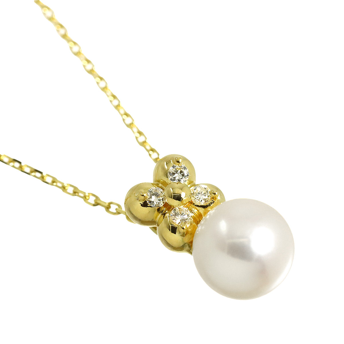 Akoya Pearl 6.9mm Diamond 0.04ct Necklace 18K YG 750
