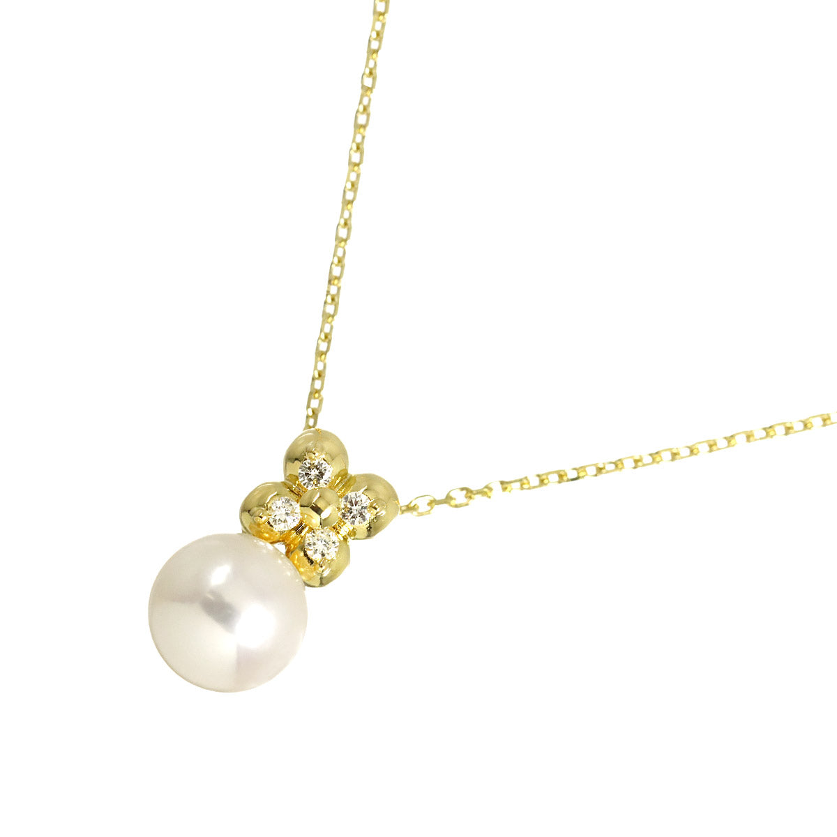 Akoya Pearl 6.9mm Diamond 0.04ct Necklace 18K YG 750