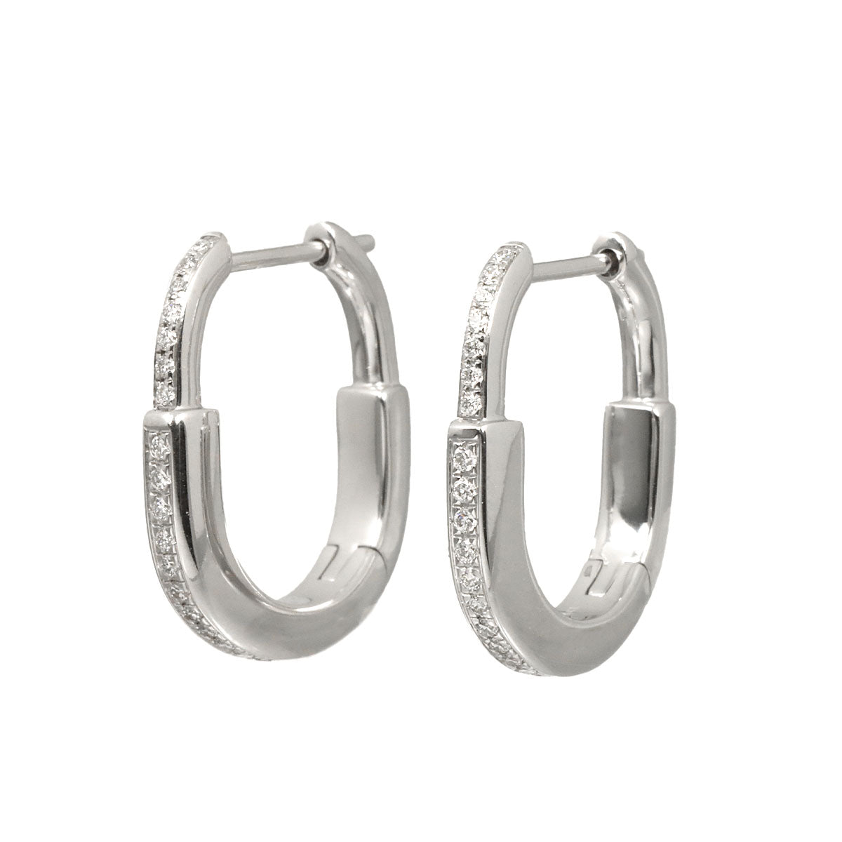 Lock SM Diamond Earrings Pierced 18K WG 750