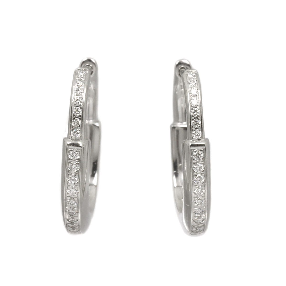 Lock SM Diamond Earrings Pierced 18K WG 750
