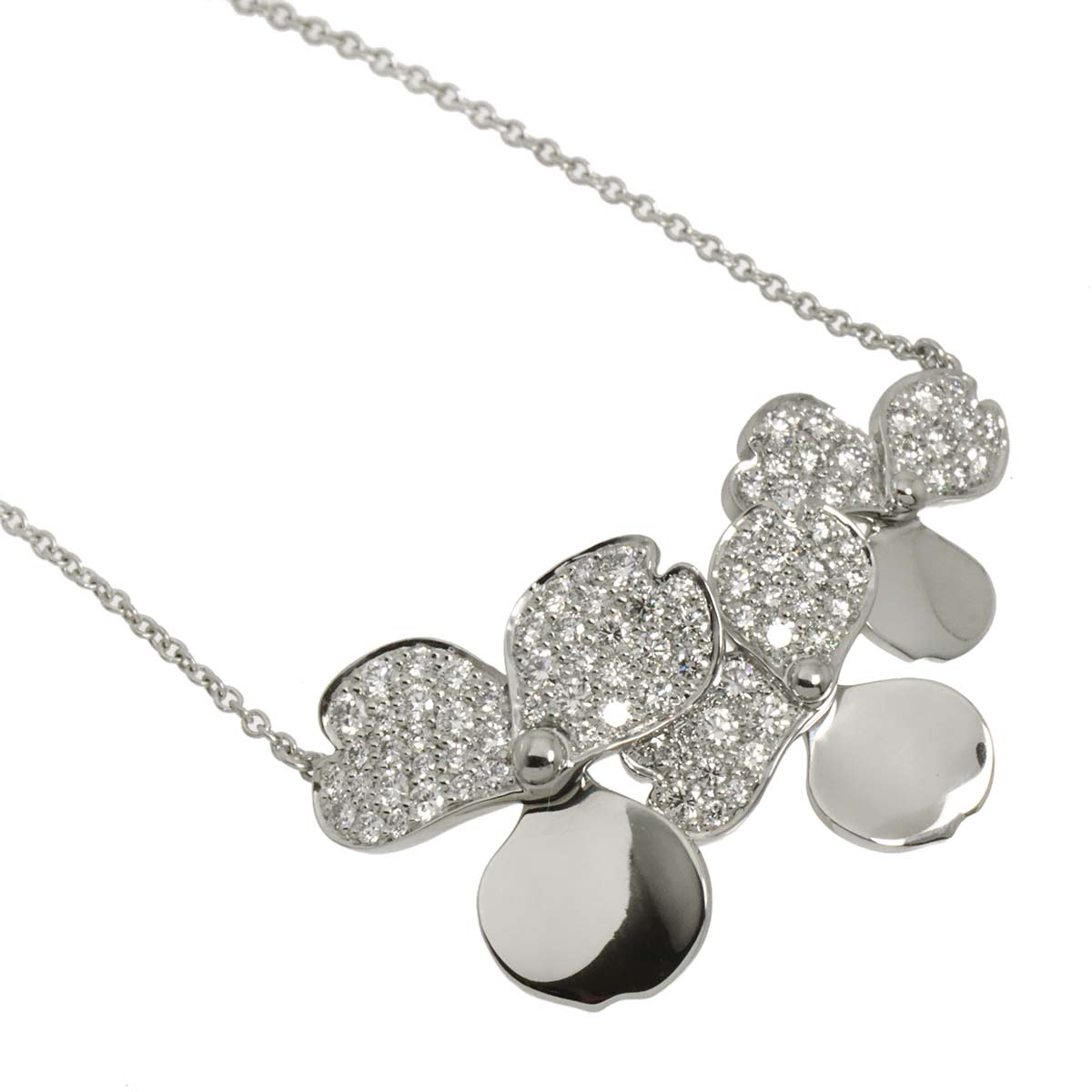 Paper Flowers Diamond Necklace Platinum