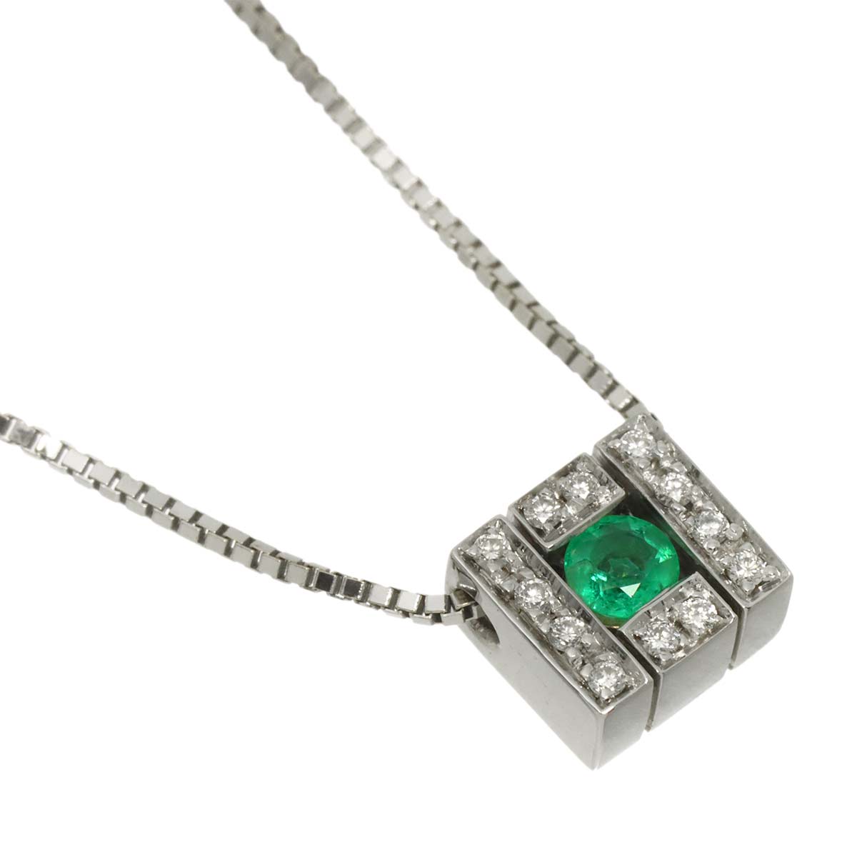 Belle Epoque Emerald Diamond Necklace 18K WG 750