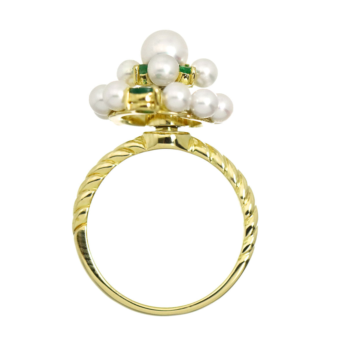 Emerald Pearl Ring 18K YG 750 Size5.5-5.75(US)