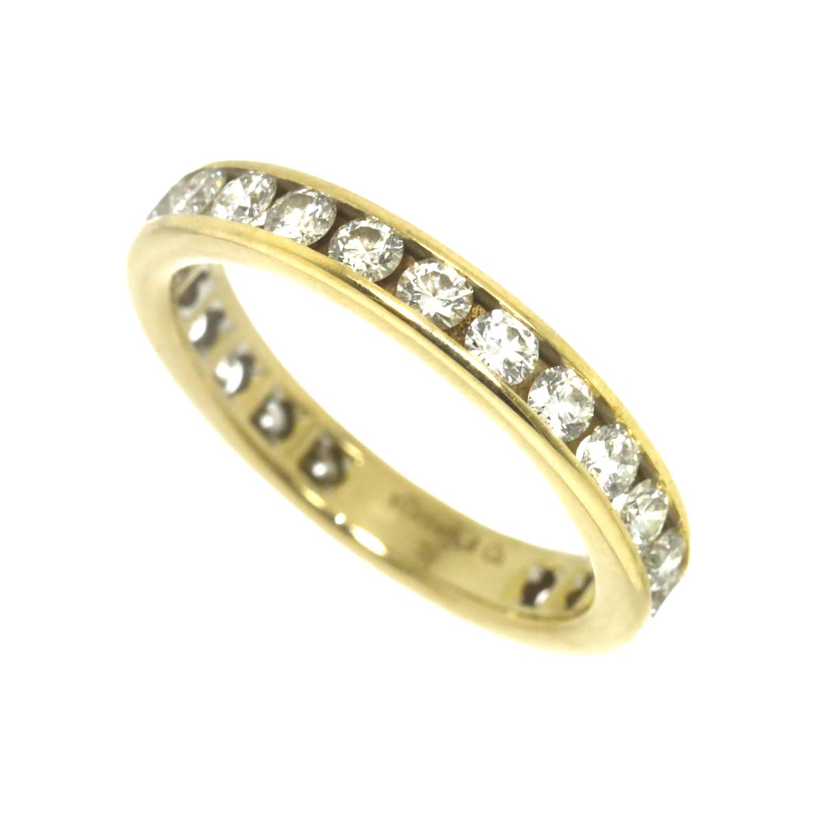Full Diamond Ring 18K YG 750 size4.5(US)