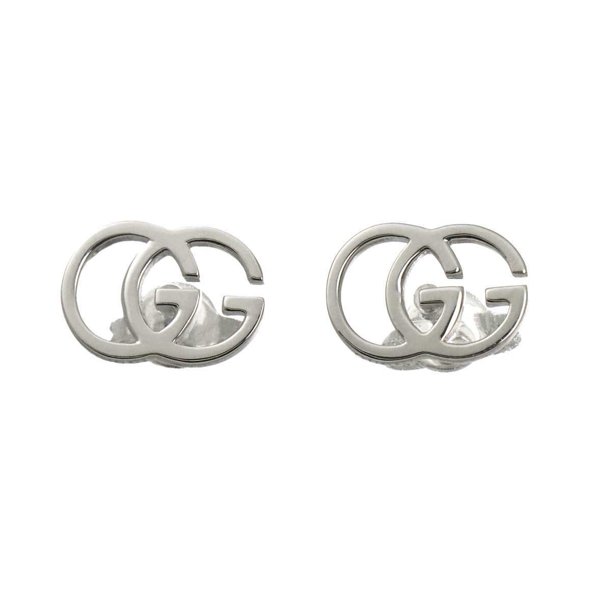 Logo Earrings Pierced 18K White Gold 750