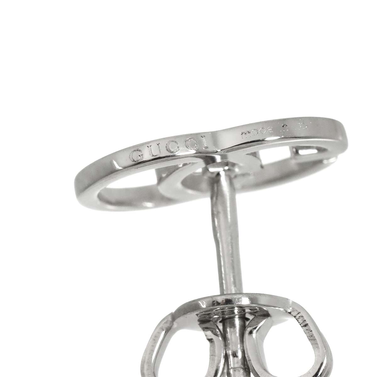 Logo Earrings Pierced 18K White Gold 750