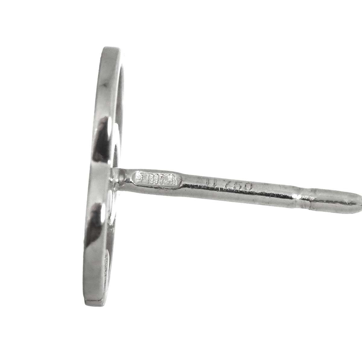 Logo Earrings Pierced 18K White Gold 750