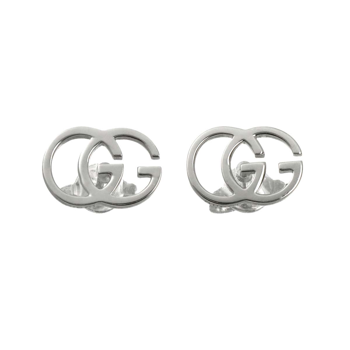 Logo Earrings Pierced 18K White Gold 750