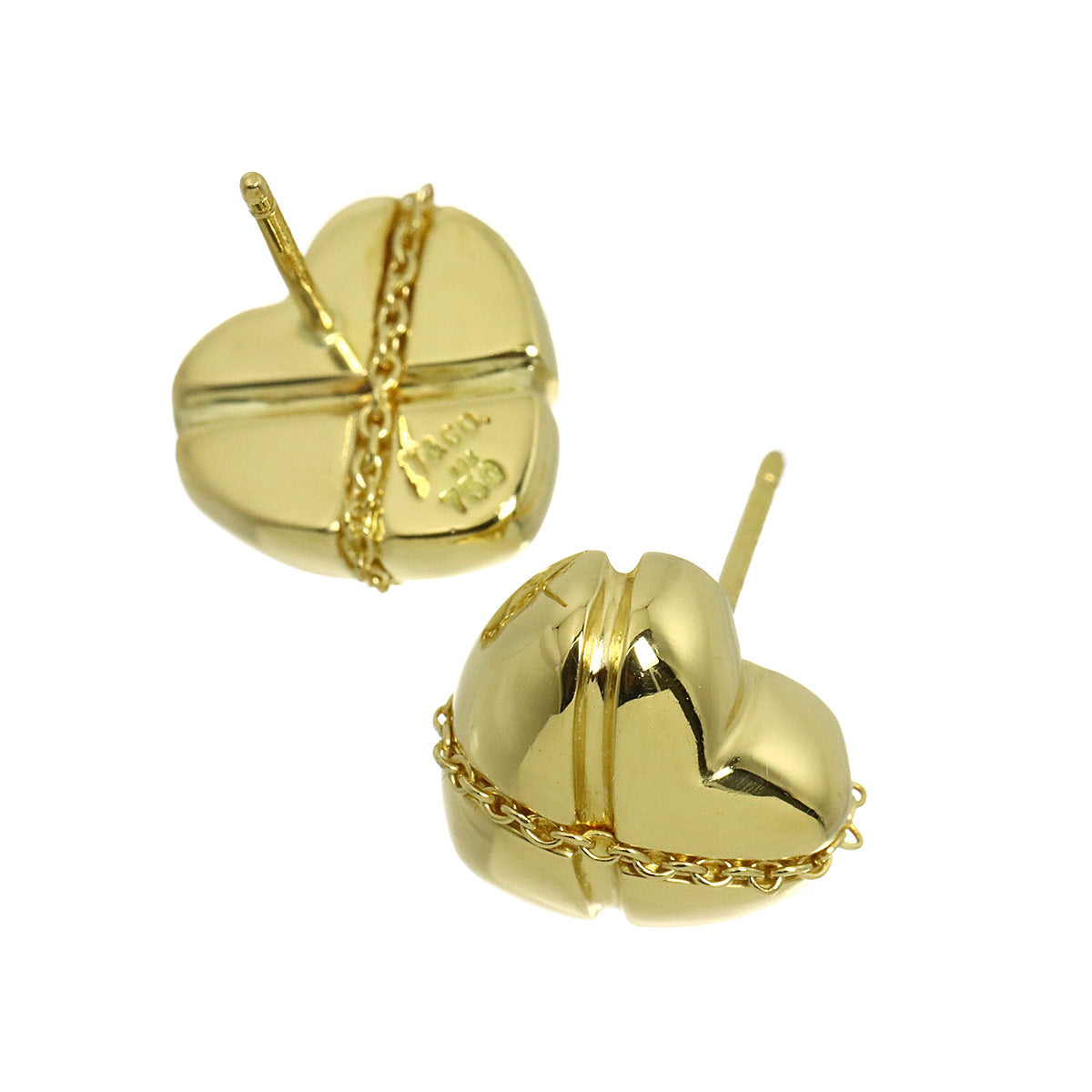 Heart Earrings Pierced 18K Yellow Gold 750