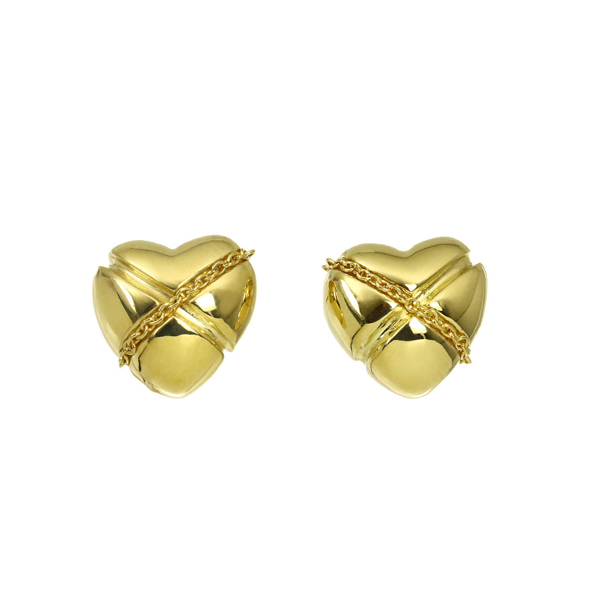 Heart Earrings Pierced 18K Yellow Gold 750