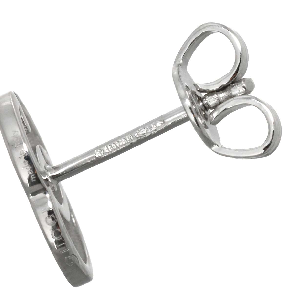 Logo Earrings Pierced 18K White Gold 750