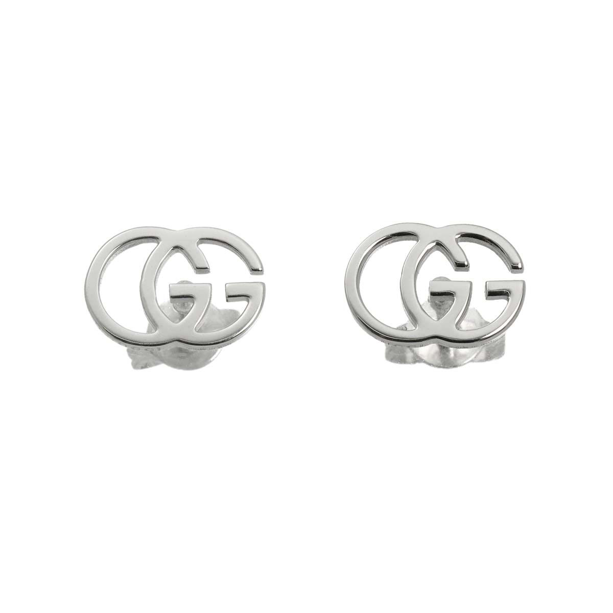 Logo Earrings Pierced 18K White Gold 750