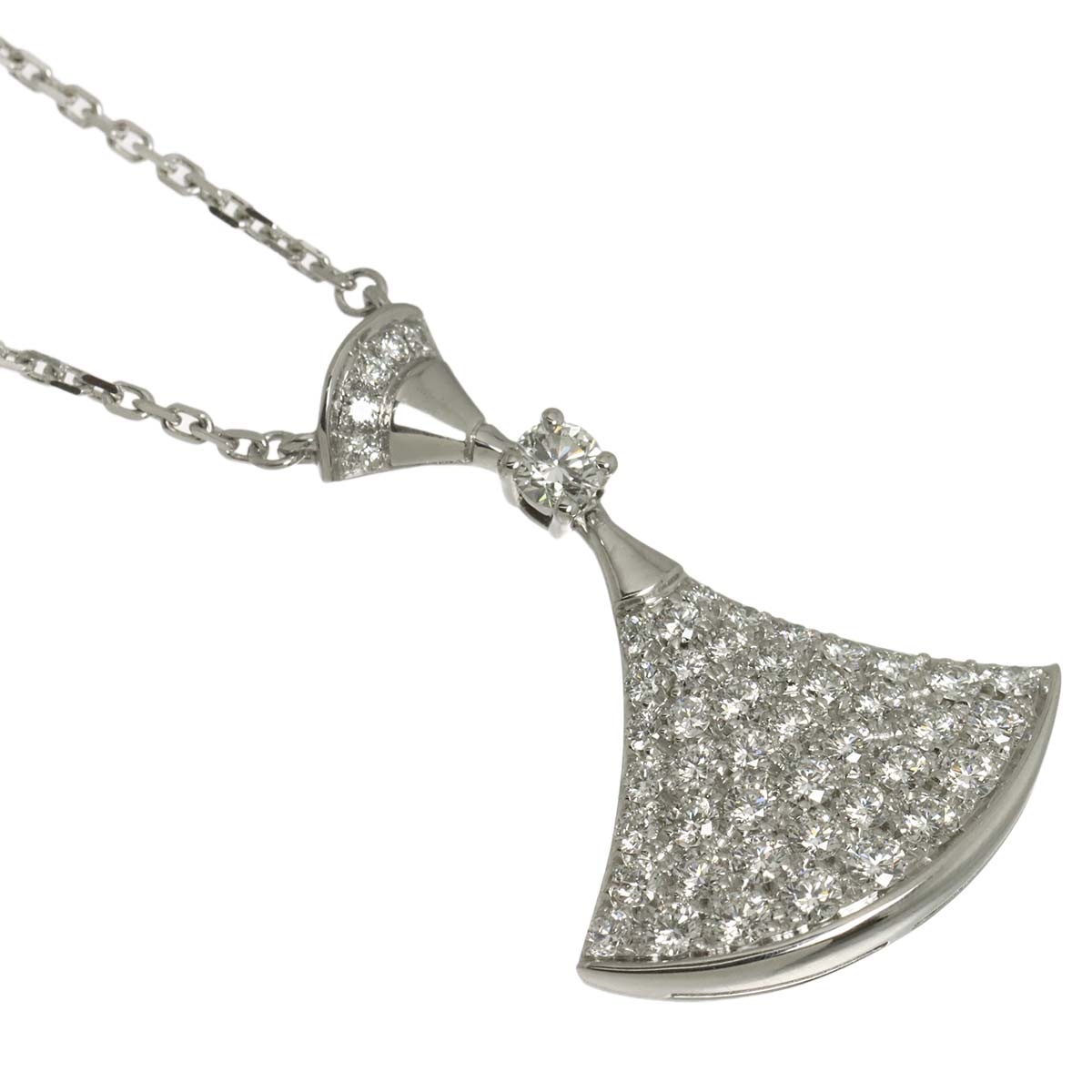 Diva Dream Pave Diamond Necklace 18K White Gold 750
