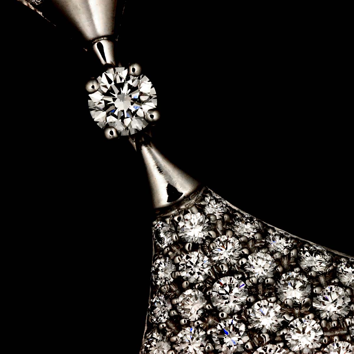 Diva Dream Pave Diamond Necklace 18K White Gold 750