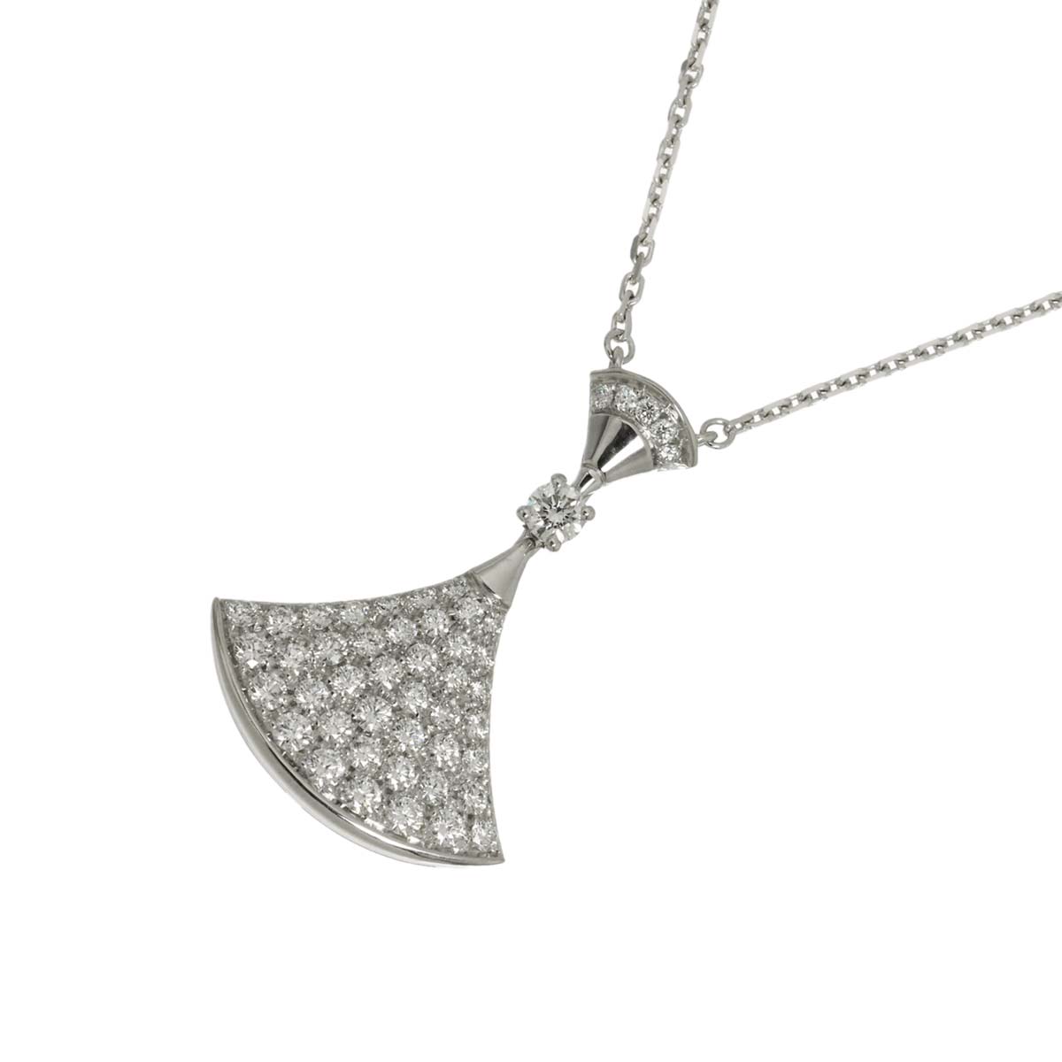 Diva Dream Pave Diamond Necklace 18K White Gold 750