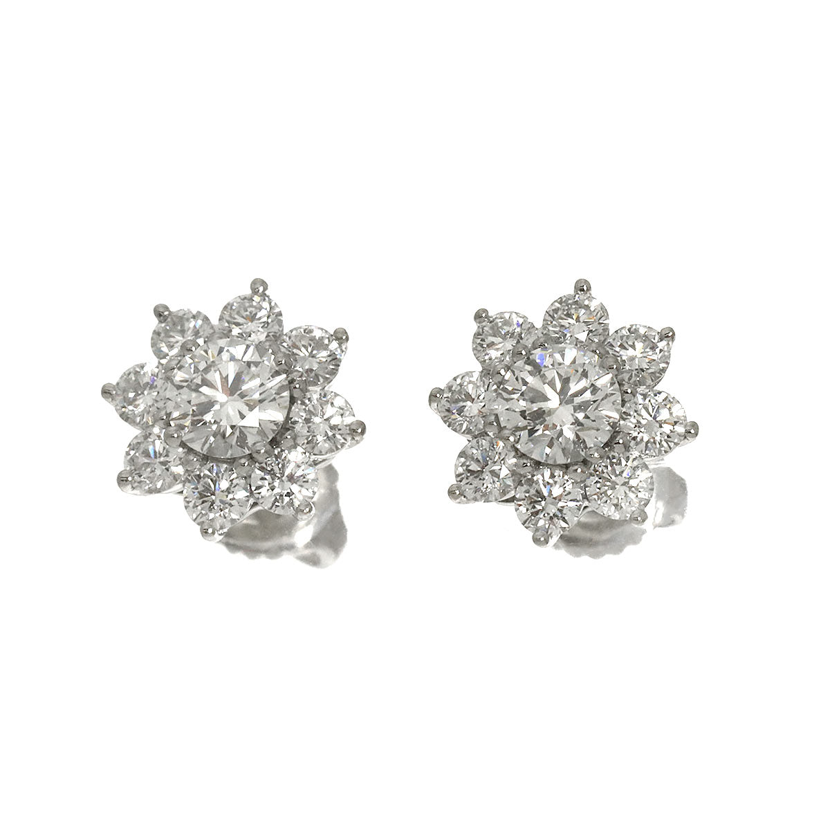 Flower Diamond Mini Earrings Pierced Pt